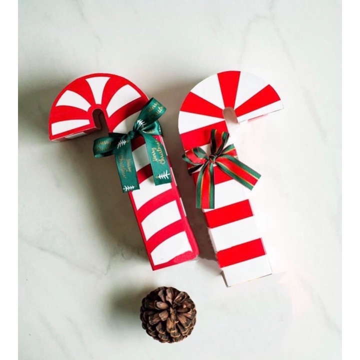 

(Min 5Pcs) Christmas Candy Cane Cake Box - Soft Box Kotak Kue Macaroon Nastar Permen Natal