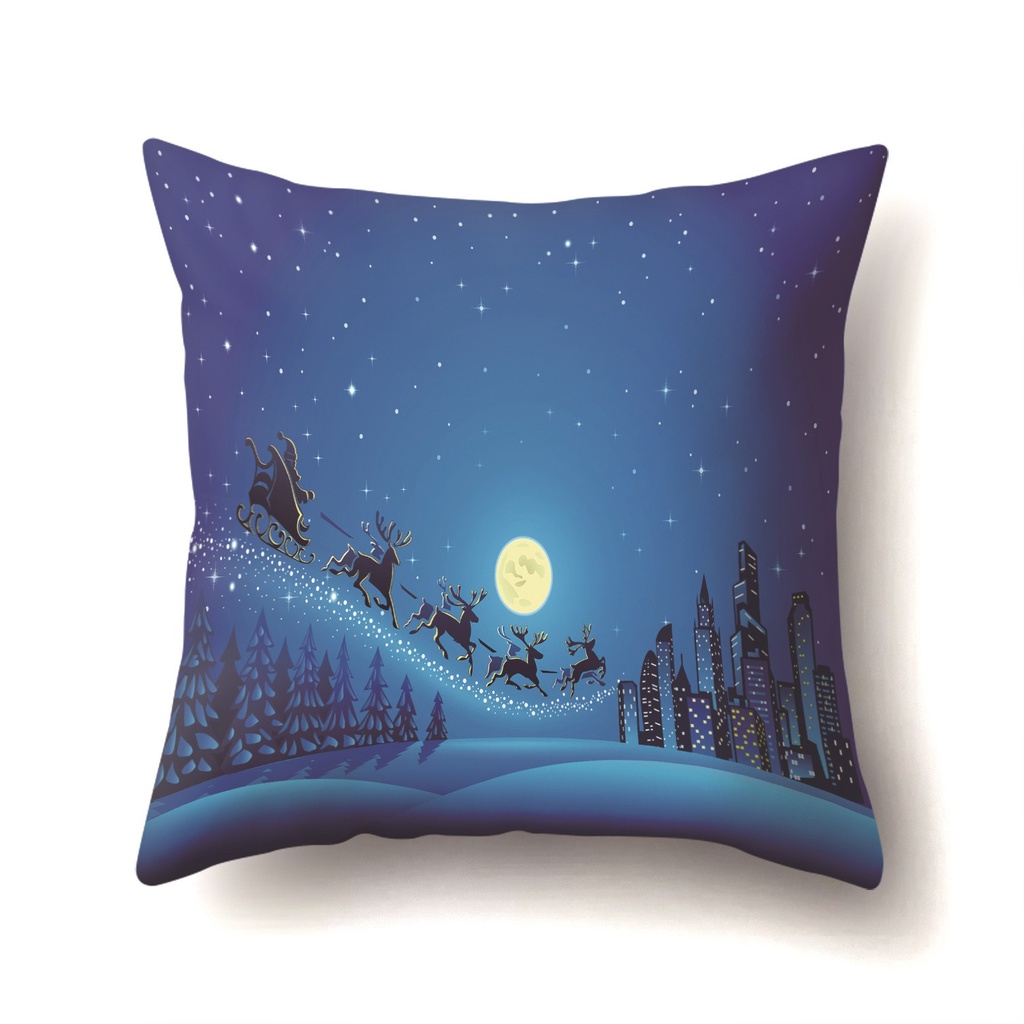 SARUNG TANPA BANTAL Kursi SOFA MOTIF NATAL Santa CHRISTMAS HOLIDAY 45 x 45cm Dekorasi Xmas Hiasan Pillow Case