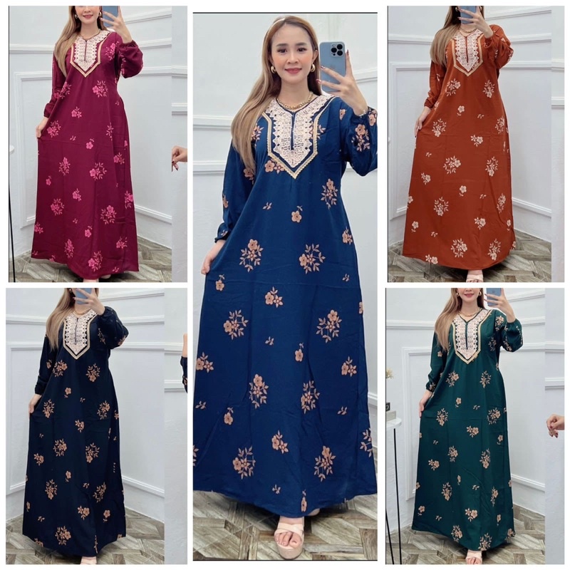 DASTER ARAB MOTIF DAUN PENGAN PANJANG KEKINIAN LD 110