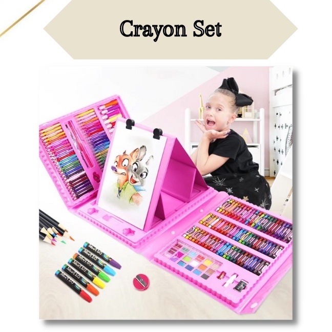 Set Crayon 208 PC / Krayon Mewarna Alat Menggambar dan Mewarnai Anak BIG