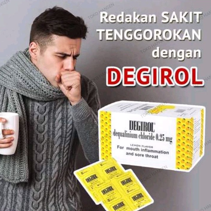 DEGIROL LEMON Strip isi 10 Pereda radang tenggorokan sariawan