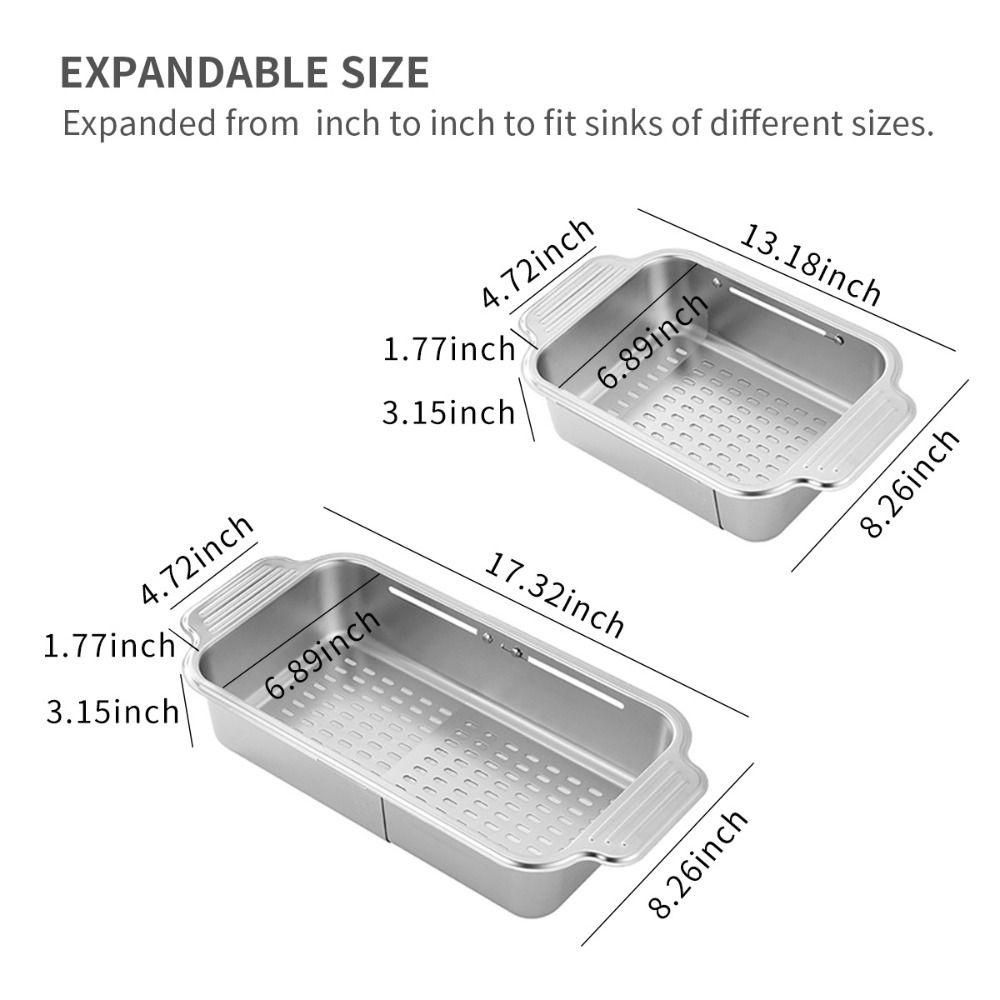 【 ELEGANT 】 Keranjang Saringan Sayuran Makanan Ditarik Extendable Rak Pengering Pasta Dapur