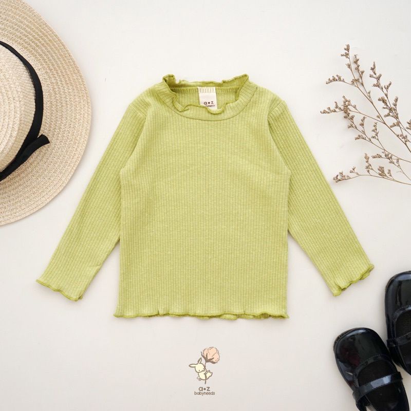 Baju Anak Perempuan KIRIWIL  Panjang  Curly Ruffle Knit Tee Rib 1-5 Tahun