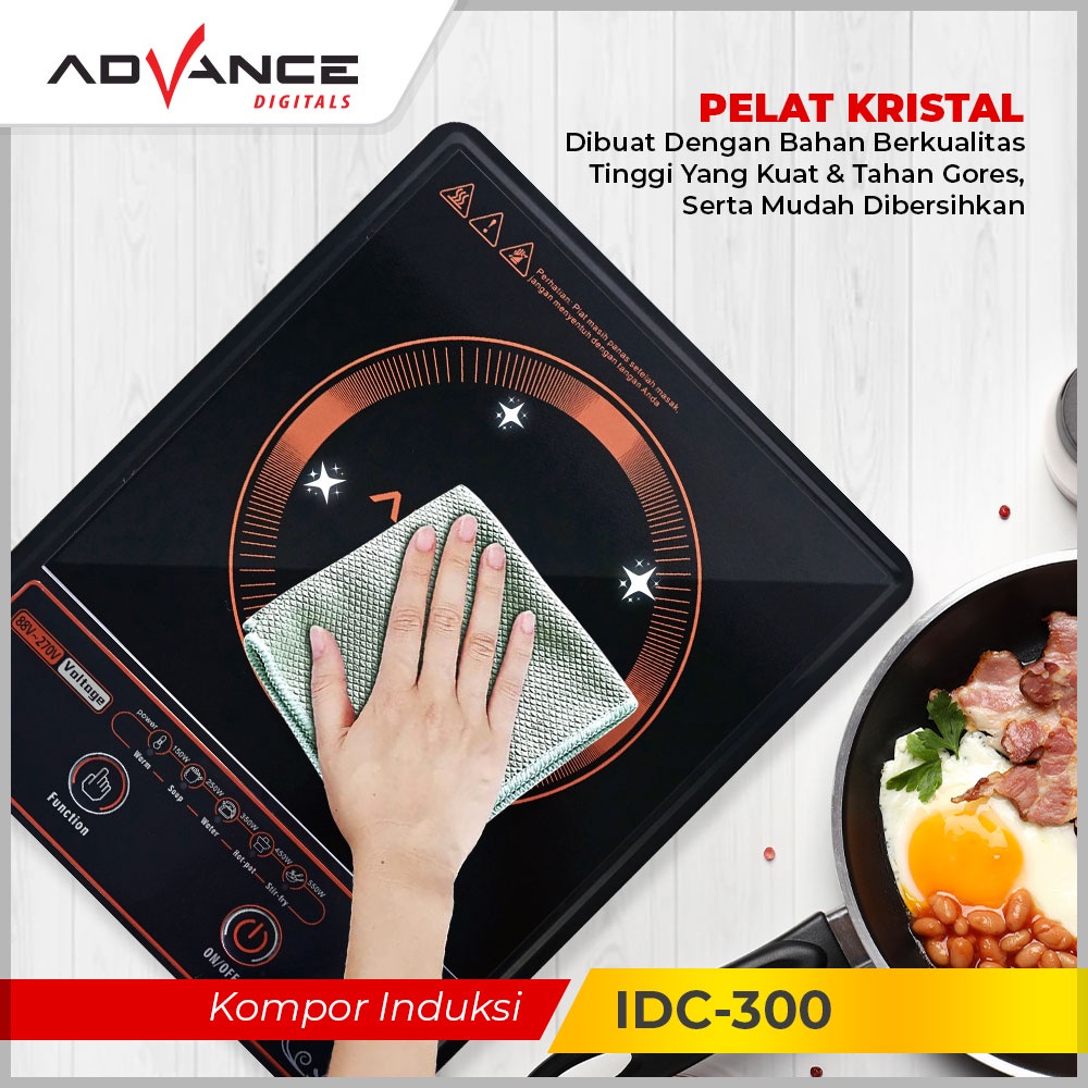 ADVANCE Kompor Induksi 2 Tombol 550W Induction Cooker Bahan Kaca IDC-300