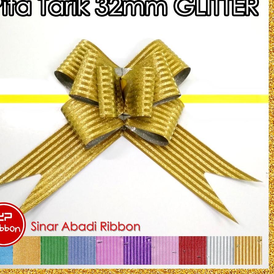 

ゟ Pita Tarik 32mm Glitter Serut Besar Hiasan Parcel Souvenir Pull Flower Ribbon 30 32 mm Gliter ㅳ