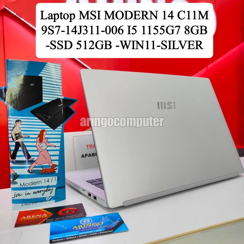 Laptop MSI MODERN 14 C11M 9S7-14J311-006 I5 1155G7 8GB -SSD 512GB -WIN11-SILVER