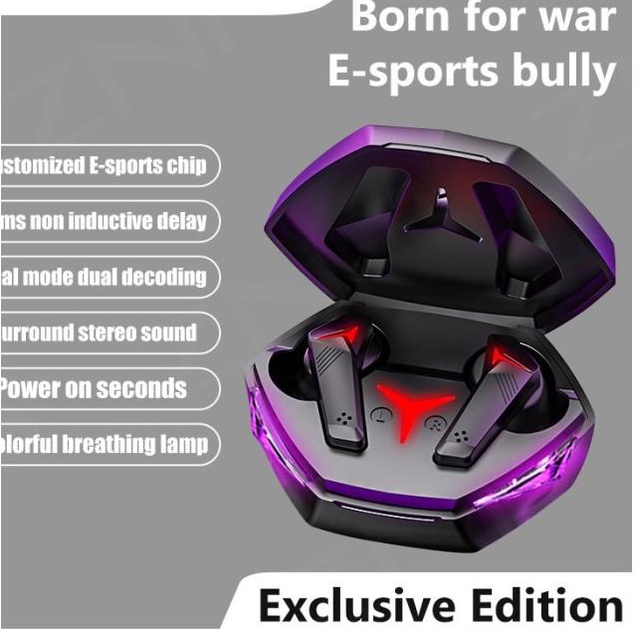 ()T33 Baru Wireless Gaming Headset Bluetooth 5.1 Earphone - Hitam