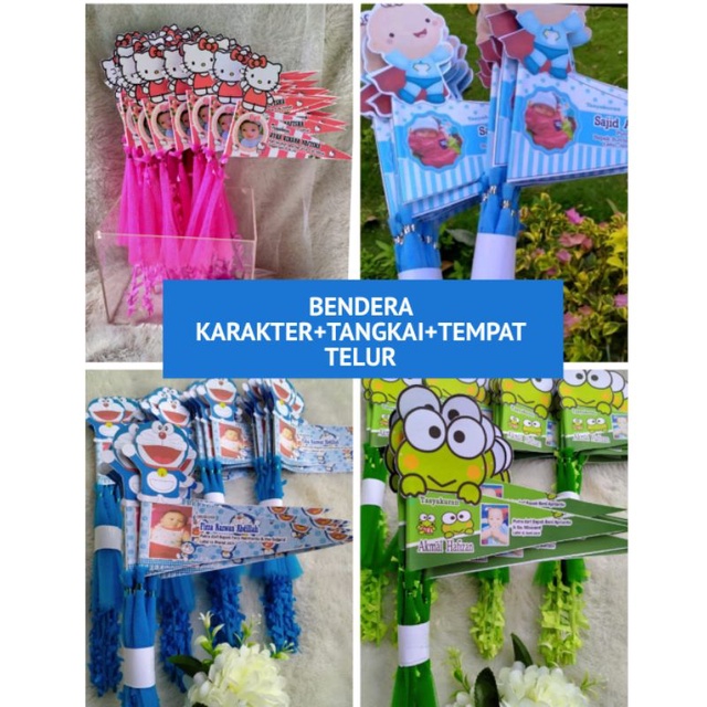Bendera Karakter + Tempat Telur Aqiqah Tasyakuran Cukuran Bayi