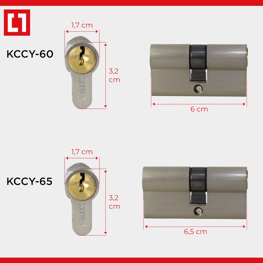 Kunci Silinder Pintu Besar Cylinder 60/65mm Kunci / Knob - Weldom