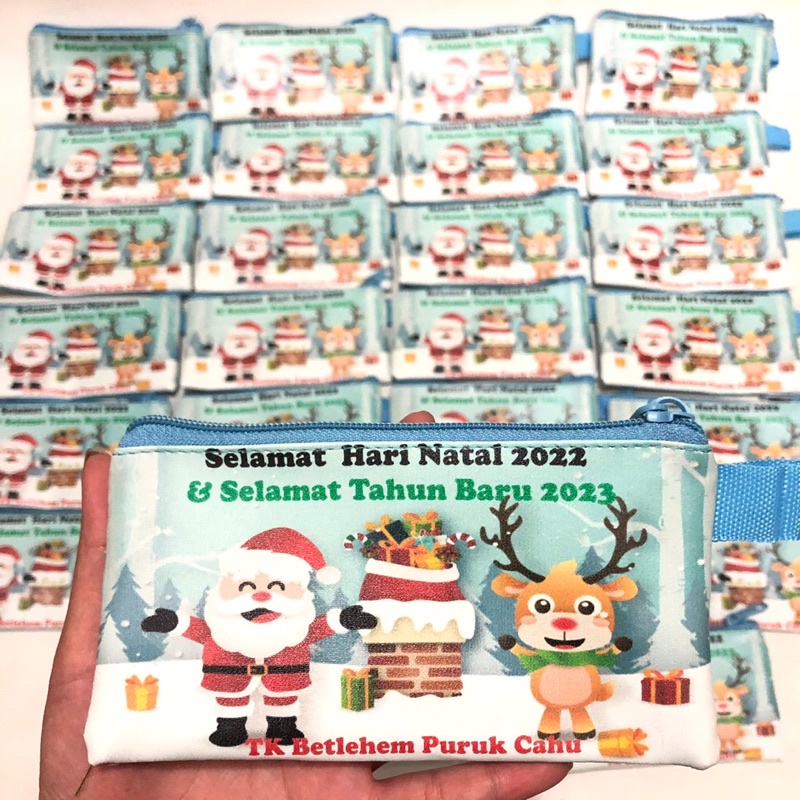 Custom Dompet Panjang Souvenir Natal Tambah Nama Gereja Komsel Sekolah Minggu