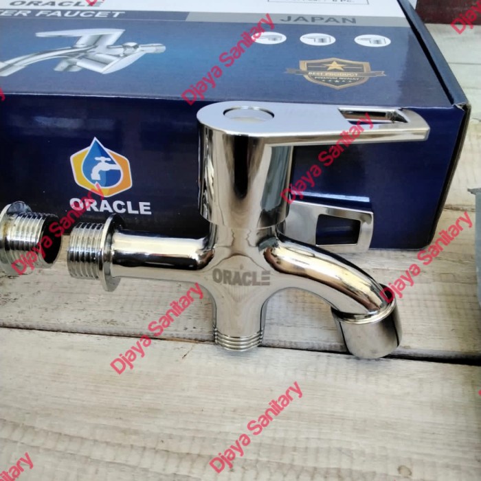 [BAYAR DITEMPAT] Kran Air Cabang Dua Oracle - Kran Air Cabang Engkol Stainless Chrome / Perlengkapan