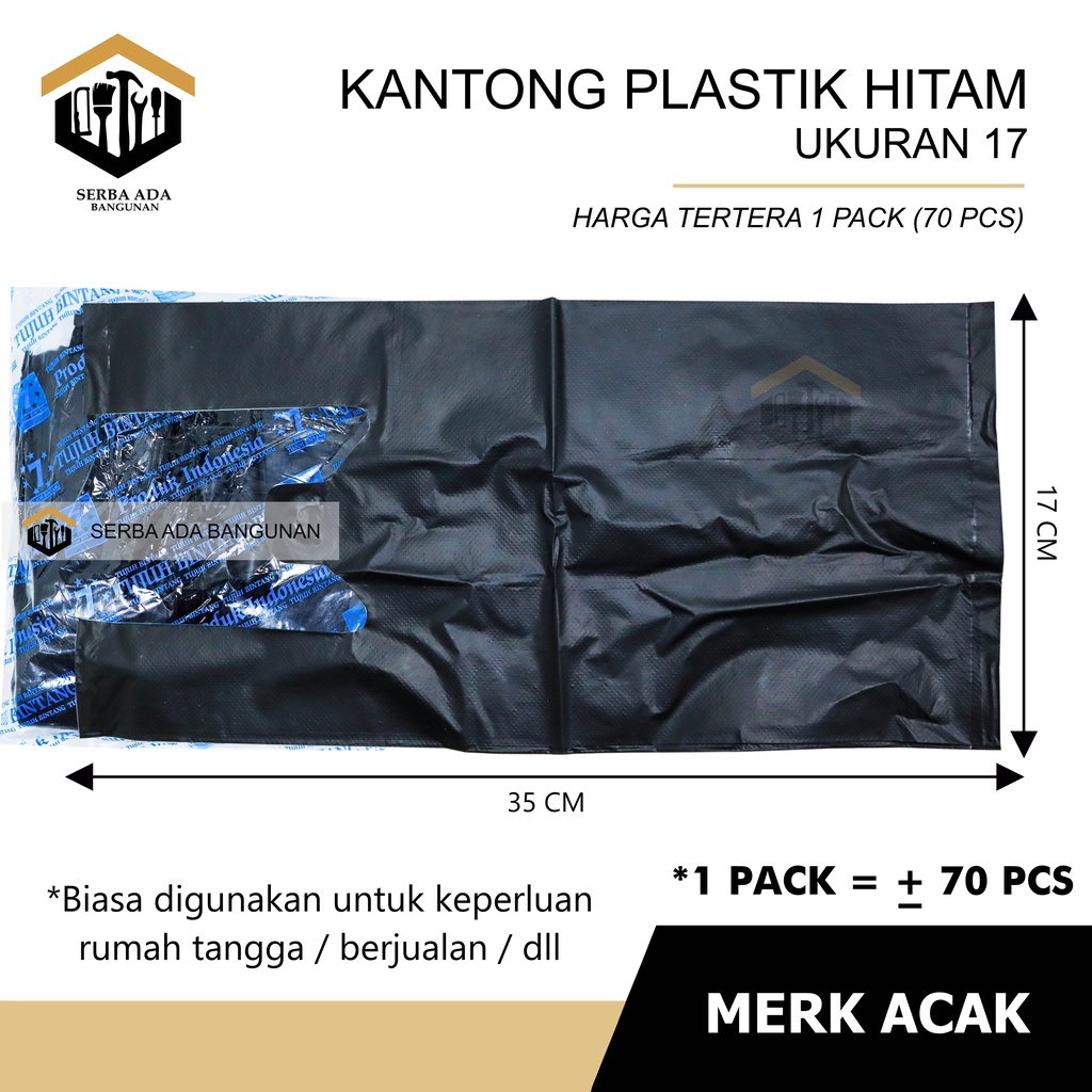 Kantong Kresek Hitam HDPE | kantong plastik hitam tebal Uk 17, Uk 24, Uk 28, Uk 35