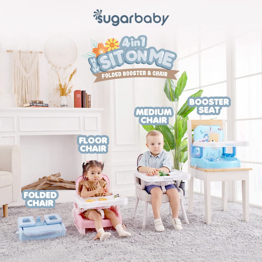 NEW Booster Seat on me 4 in 1 Sugarbaby Sugar Baby Kursi makan MPASI Bayi Sofa Kursi Makan Bayi hampers bayi lahiran kado belajar Sugarbaby 4in1 SitOnMe Folded Booster &amp; Chair KURSI MAKAN BAYI BOUNCER BAYI