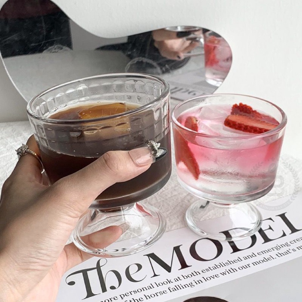 Dessert Glass Cup Gelas Es Krim 290ml Kaca Aesthetic Lucu Kopi Cangkir Cantik Jus Ice Cream Cafe Cof