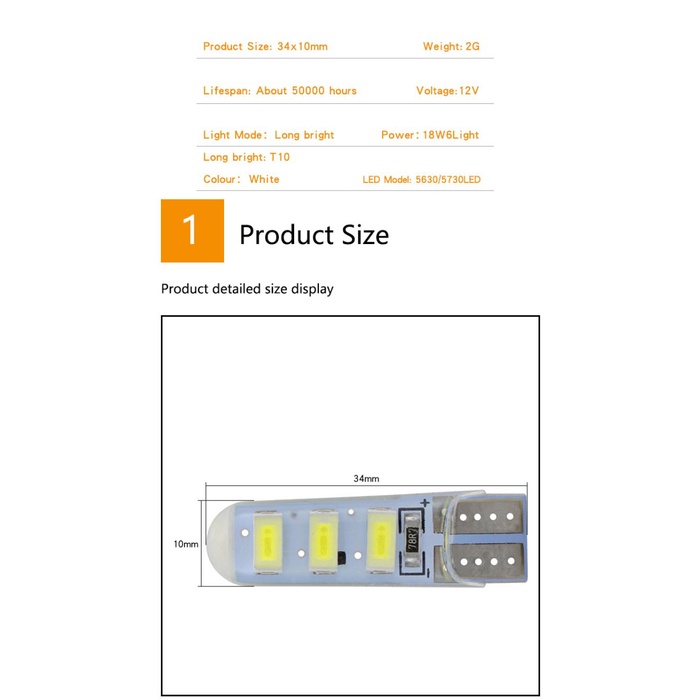 Lampu LED T10 W5W 5630 5730 6 LED CANBUS 6SMD Sein Senja Plat No Mobil