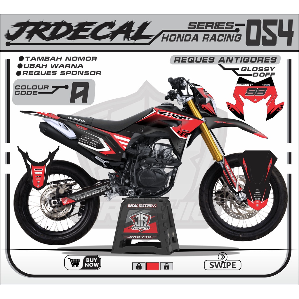 (BISA COD) DECAL STIKER CRF HITAM KEREN TERBARU - STIKER CRF SUPERMOTO - DECAL CRF 150L SUPERMOTO HI
