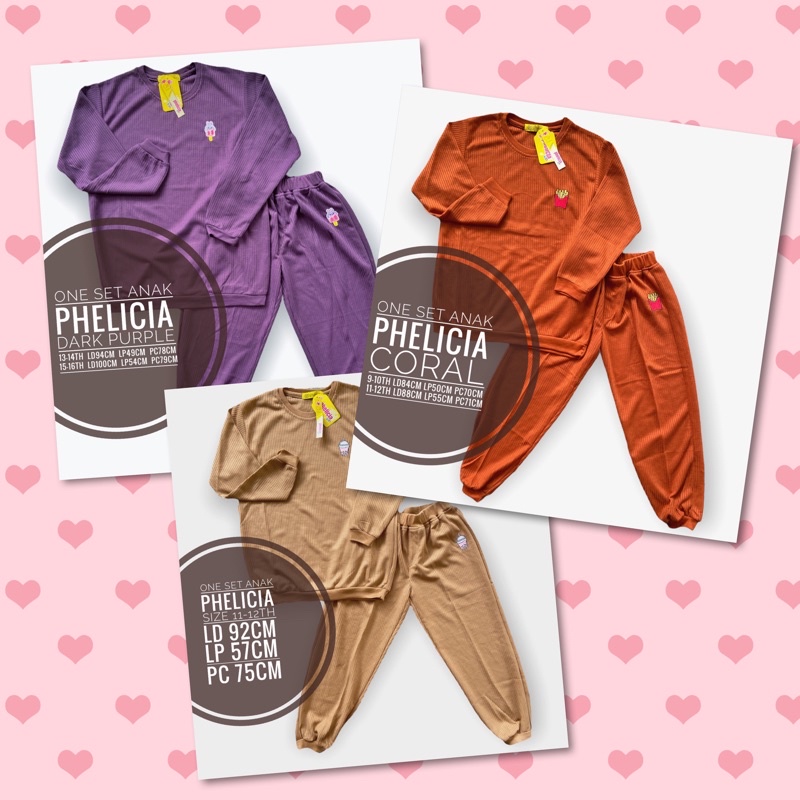 ONE SET ANAK PHELICIA / ONE SET ANAK CEWEK PHELICIA / ONE SET ANAK PEREMPUAN PHELICIA / SETELAN ANAK