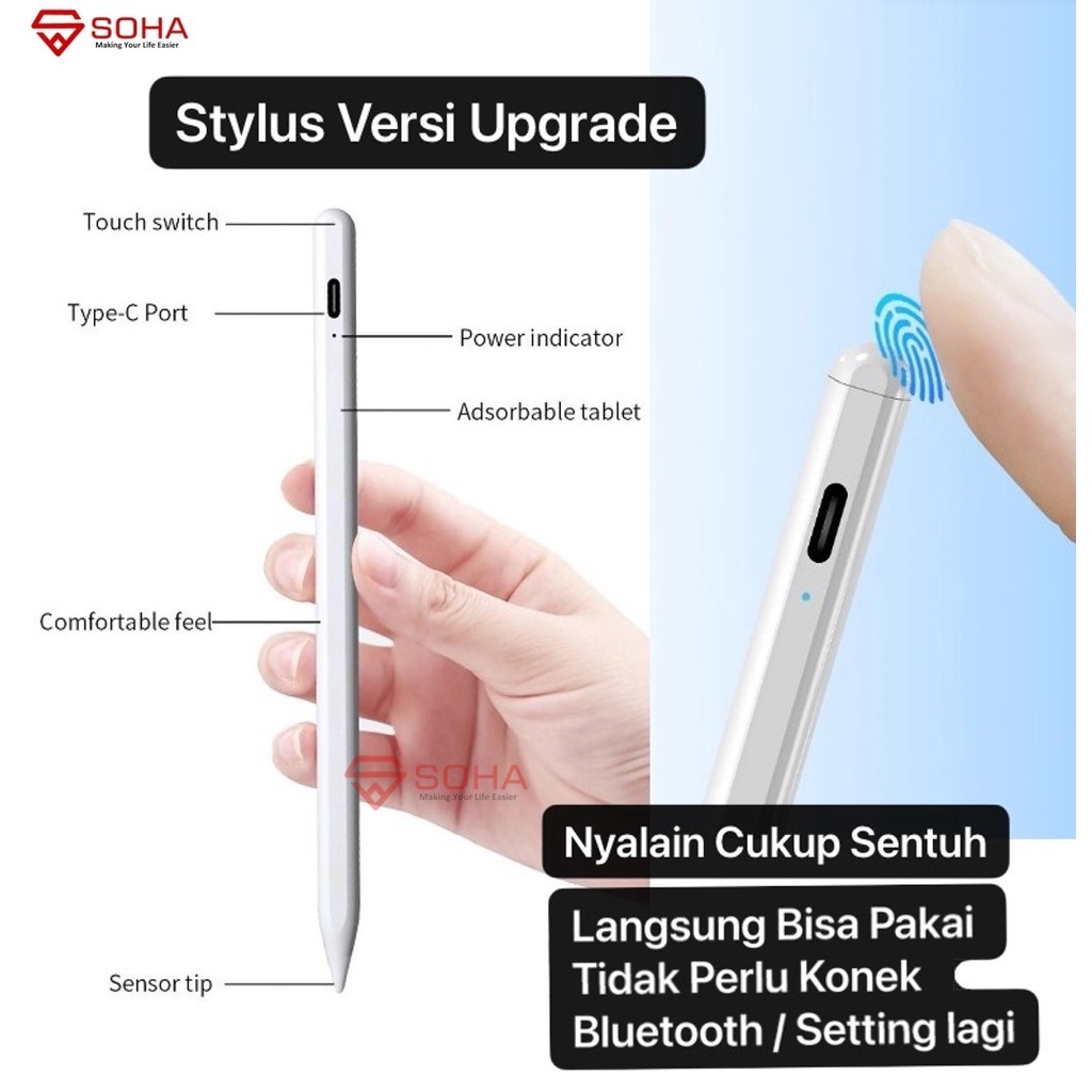 STY-021 Stylus Universal Drawing Pencil for IOS Ipad &amp; Android Tablet DRAWING SKETCH High Precision Type C Touch On Off