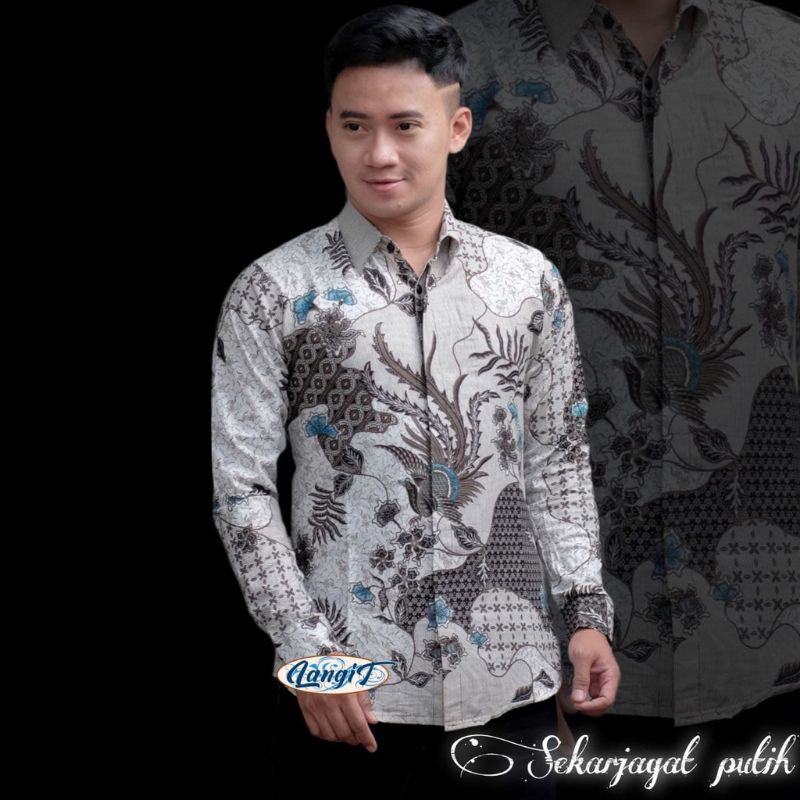 KEMEJA BATIK COUPLE AYAH DAN ANAK)/KMJ BATIK JUMBO COUPLE MOTIF SEKAR PUTIH Kemeja batik kombinasi warna putih