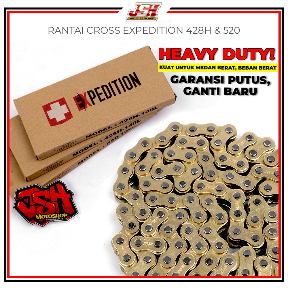 Rantai Cross SSS Expedition Rante Scarlet Gold 428H 140L / 520 130L Motor KLX 150 CRF 150L WR155 Uni