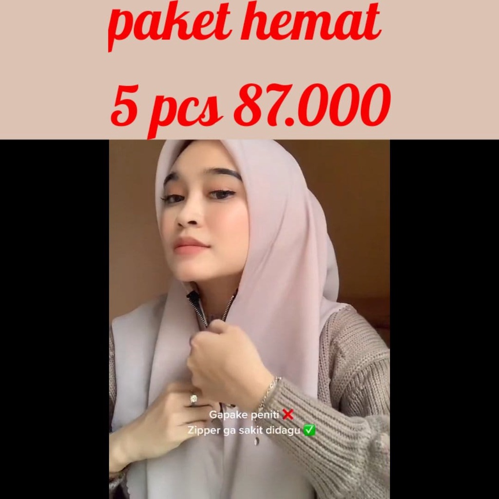 PROMO Pahe 5 Pcs Hijab Zipper Resleting Polos