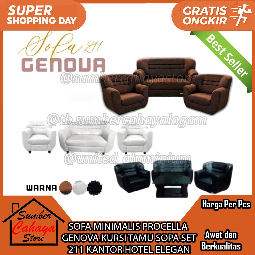 SOFA MINIMALIS MODERN PROCELLA GENOVA KURSI TAMU SOPA SET 211 KANTOR HOTEL ELEGAN SOFFA COFFE KOPI N