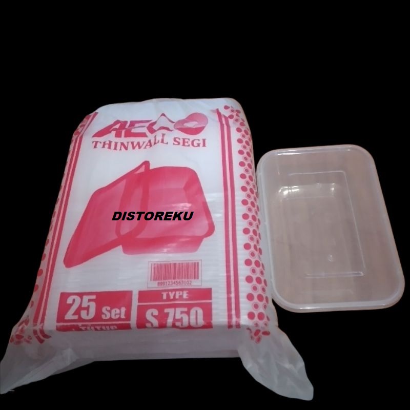 THINWALL SEGI WADAH MAKAN TEMPAT BOX MAKAN MICROWAVE AECO S750 25PCS