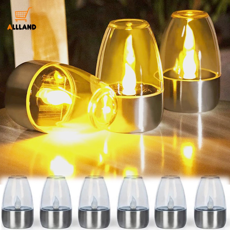 1pc Lampu Lilin Mini Tenaga Surya Anti Air Bahan Stainless Steel Untuk Dekorasi Halaman