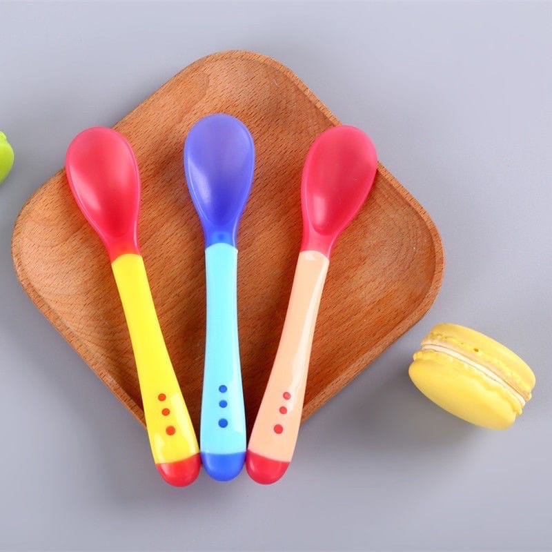 SENDOK MAKAN BAYI SENSOR SUHU PANAS / SENDOK GARPU BAYI SILIKON / SENDOK MAKAN BAYI SILIKON / BABY SPOON