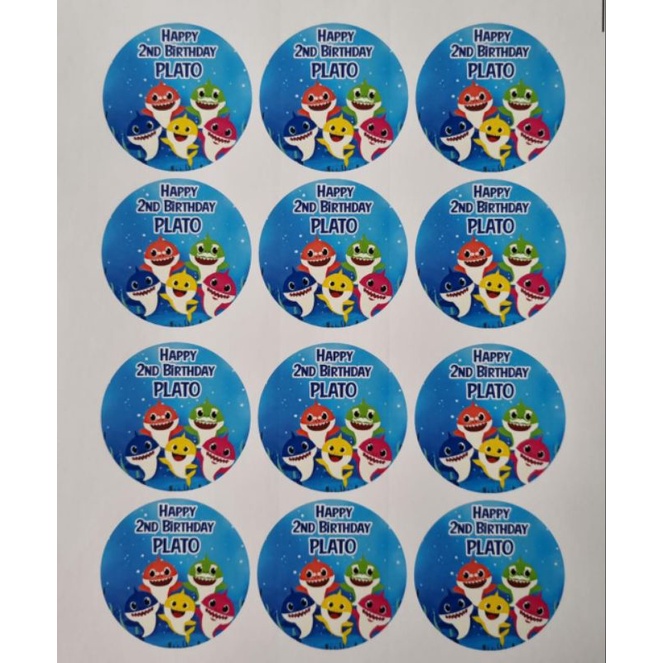 Label stiker babyshark baby ulang Tahun Anak sticker ULTAH bsa custom