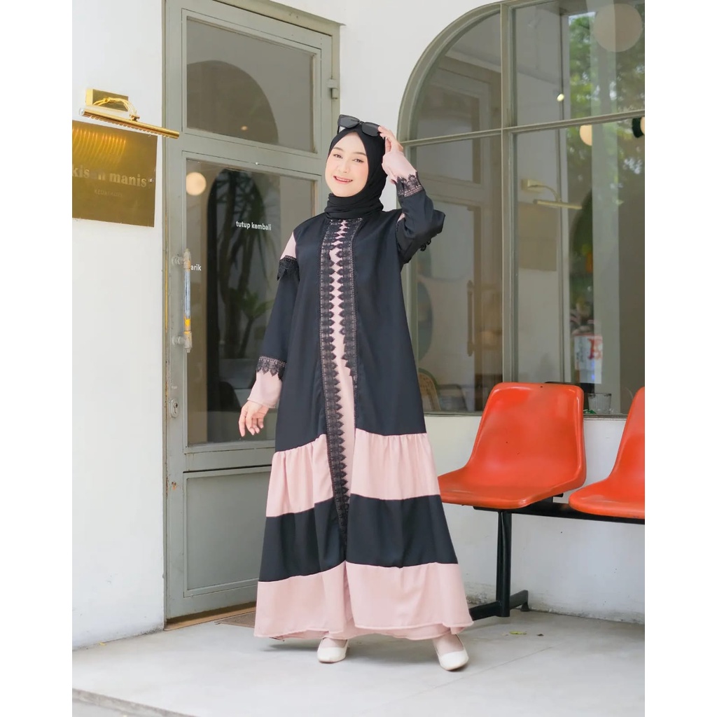 DRESS ABAYA - ZOLA ABAYA DRESS - DRESS KONDANGAN ABAYA HITAM REMAJA