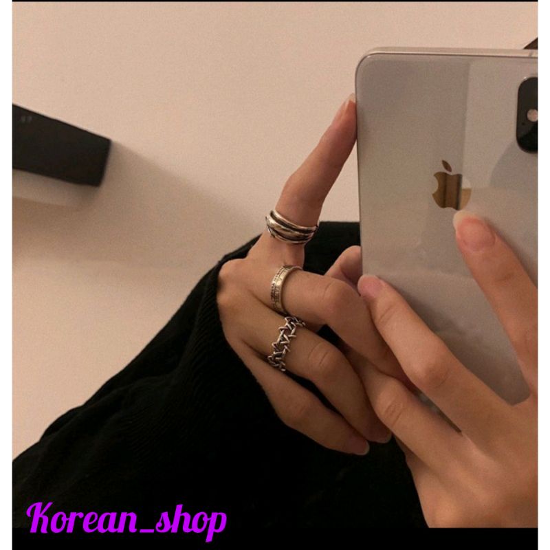 CINCIN 3IN1 RING PERHIASAN AKSESORIS WANITA CINCIN KOREA