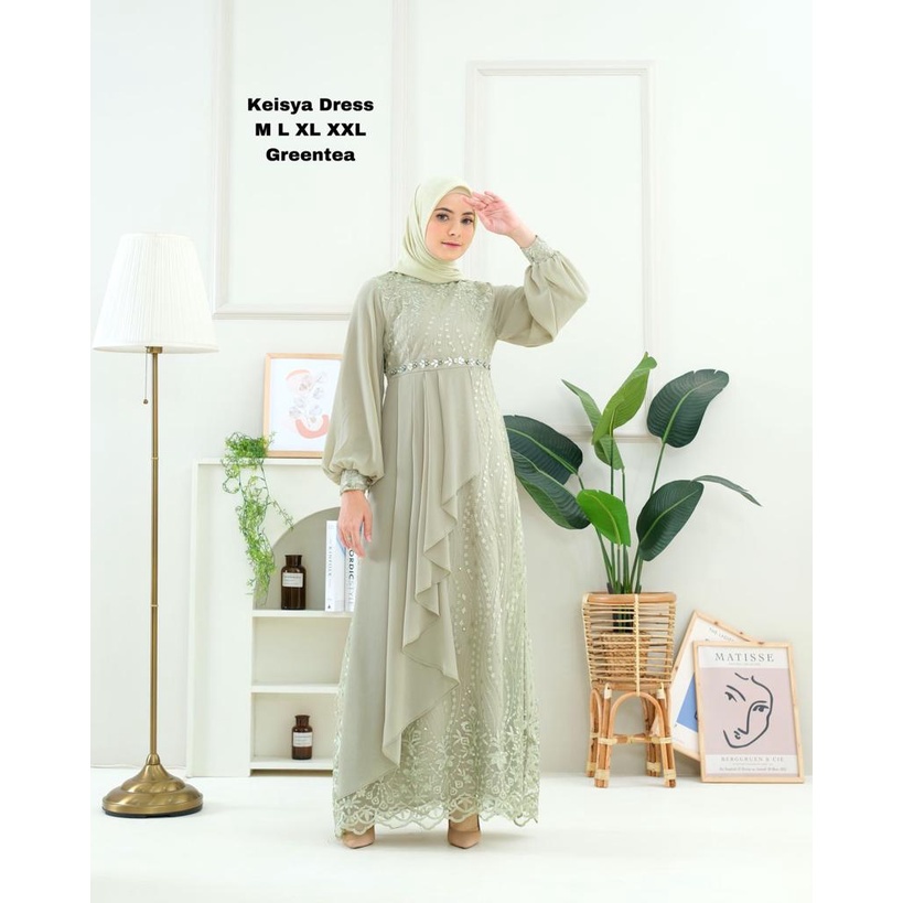 Permata Olshop / Kebaya Gamis Keisya NF / Gamis Kebaya Brukat Tulle Bordir / Gamis Pesta Mewah / Gamis Modern / Kebaya Kondangan