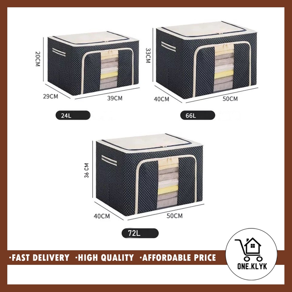 Kotak Penyimpanan Serbaguna Baju, Mainan, Selimut, Bed Cover | Storage Box Bahan Oxford Tebal High Quality | Storage Box dengan Zipper Resleting 2 in 1 | Kotak Penyimpanan Kapasitas Besar 24L , 66L, 72L