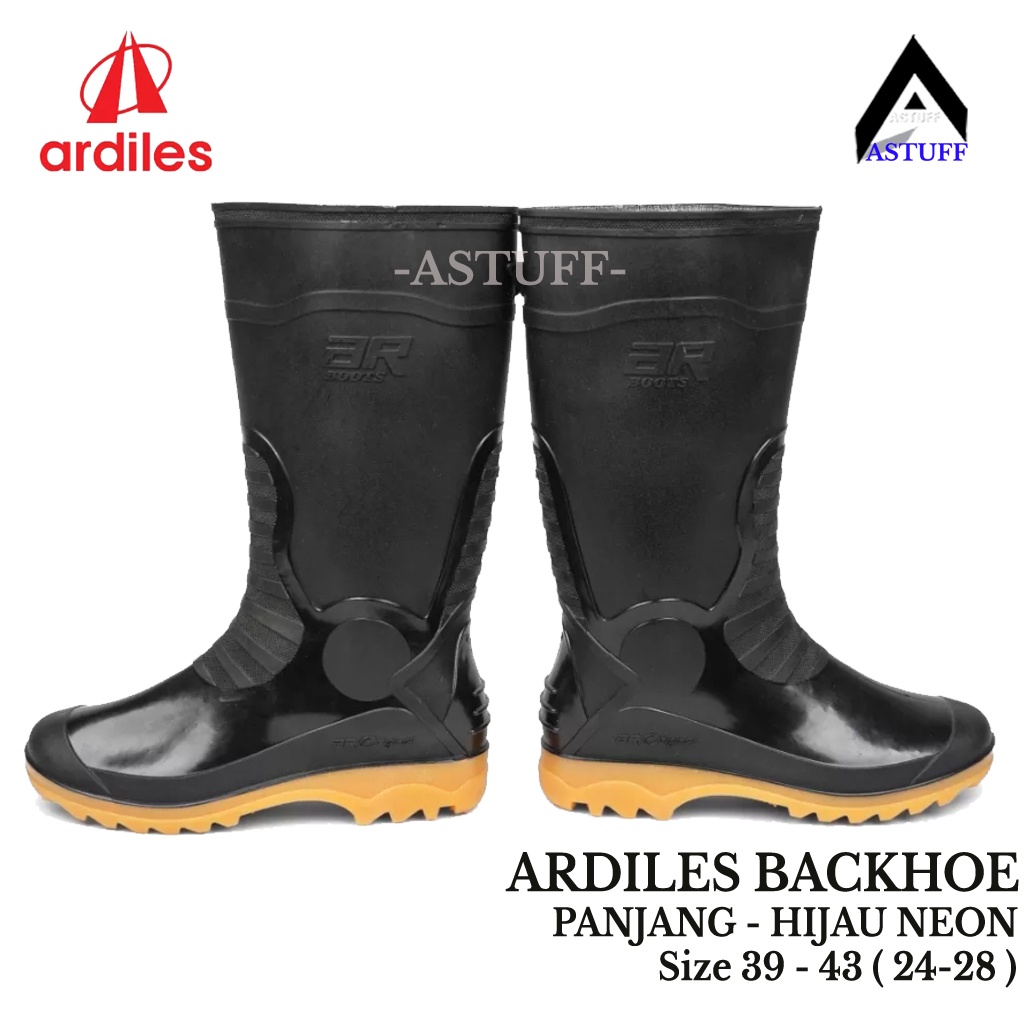 Sepatu Boot Tinggi ARDILES BACKHOE HITAM SOL PANTHEL - Sepatu Motor Tangguh