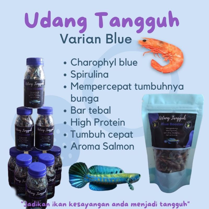 

udang tangguh varian biru, merah, kuning dan original / udang kering