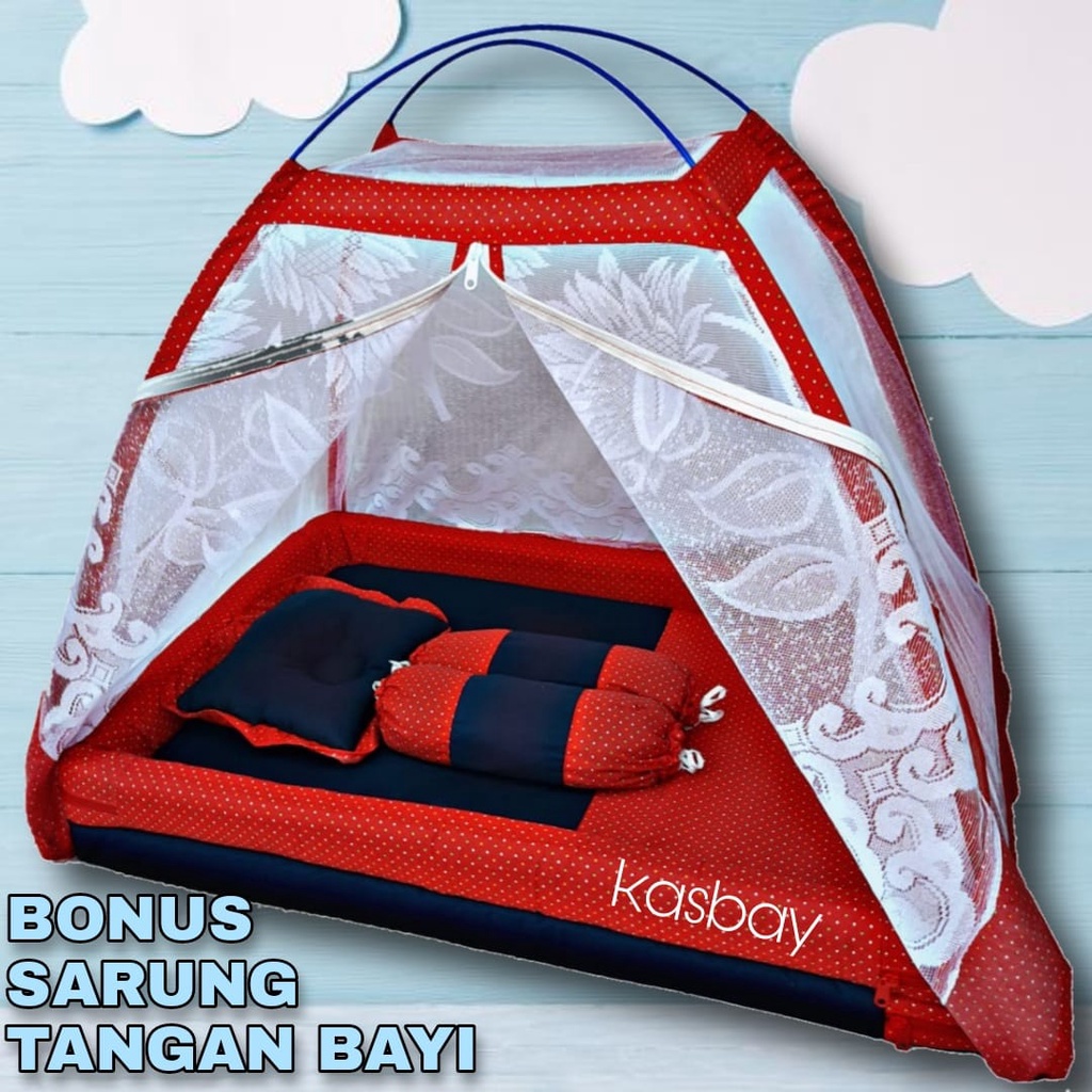 Kasur Bayi Kelambu b + Bonus Sarung Tangan Bayi Set Lengkap Bantal Guling Dan Gratis Tas Mika Terbaru