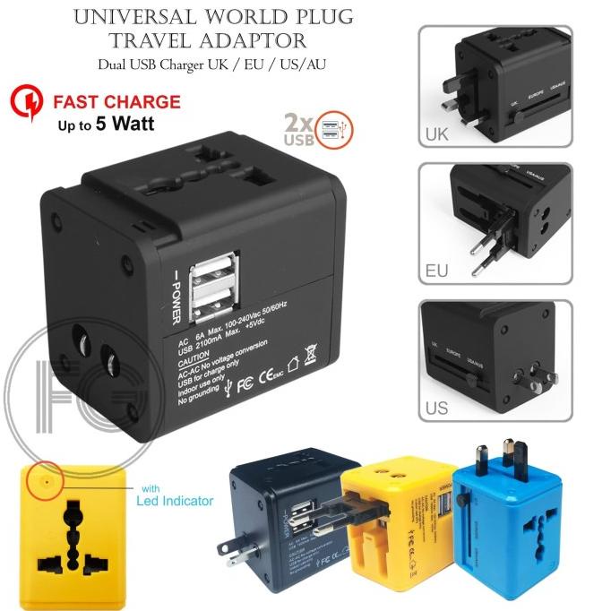 Jual Universal Travel Adaptor Multi Soket Dengan Port Usb Fast Charge