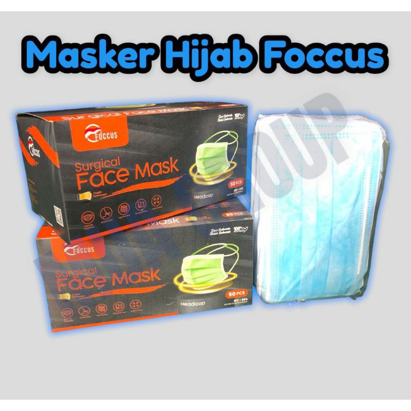 Masker Hijab Fokus | Masker Headloop Foccus | Face Mask Jilbab Foccus