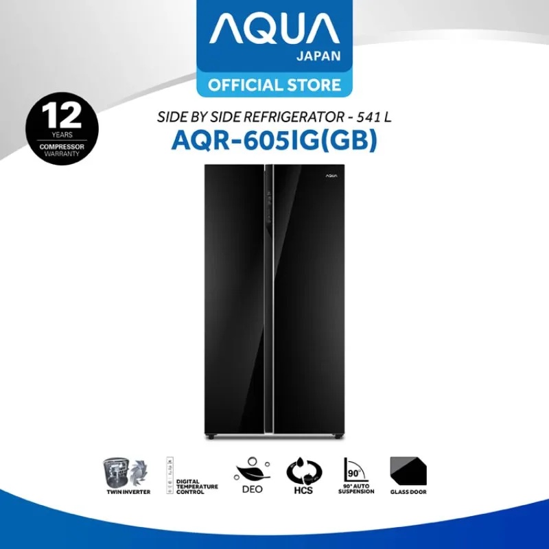 Aqua Japan AQR-605IG(GB) Multidoor Kulkas Side By Side AQR 605 IG GB