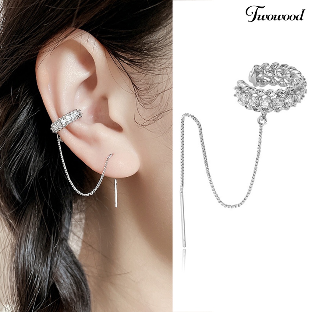 1 Pc Anting Klip Model Twist Cube Zirconia Gaya Retro Untuk Pesta Pernikahan