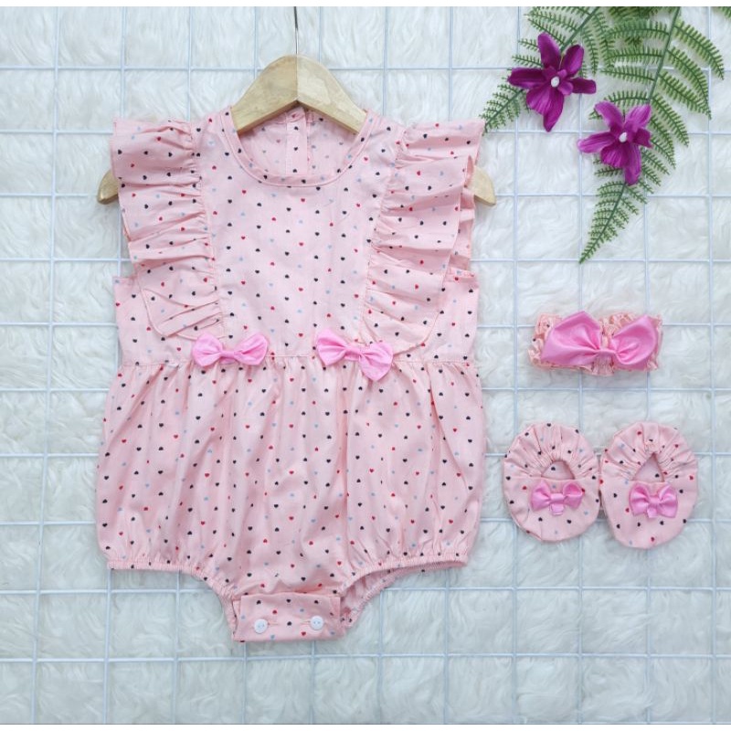 Baju bayi perempuan Jumper bandana + separu