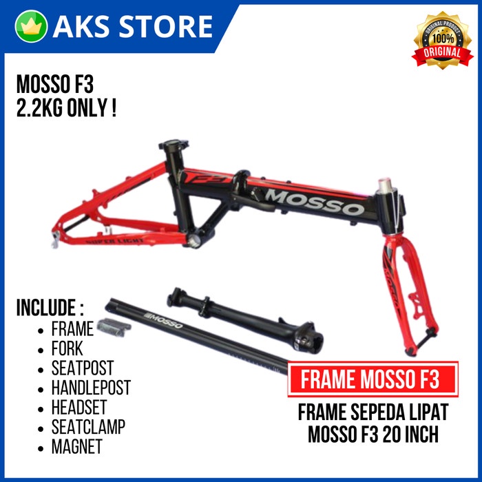 Frame Frame Sepeda Lipat Folding Bike Rim 20 Inch Mosso F3 Alloy Original