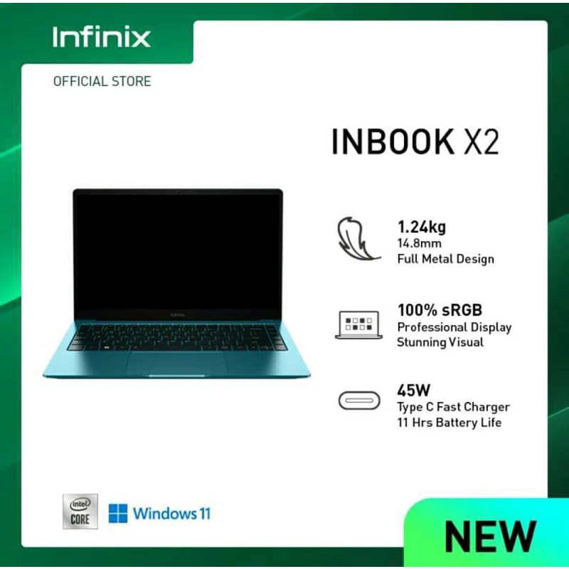 Laptop Infinix INBook X2 Core i5-1035G1 8GB 512GB SSD 14" FHD IPS