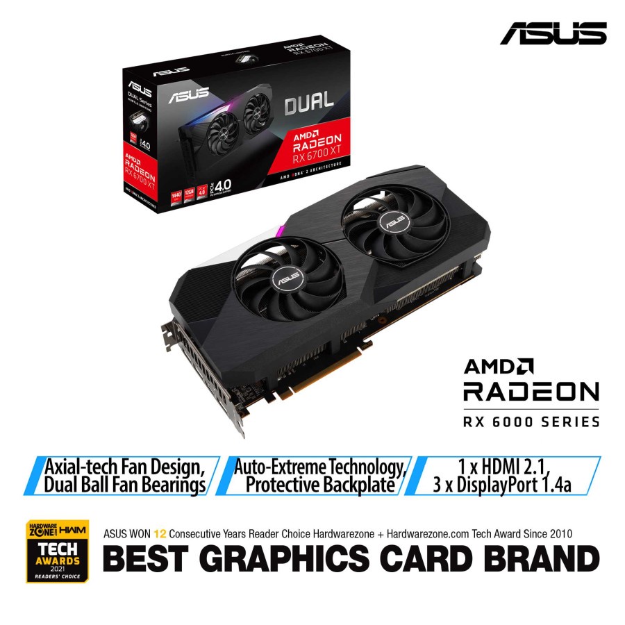 ASUS DUAL RX 6700 XT OC GAMING 12GB GDDR6 6700XT 12G 192 BIT VGA AMD