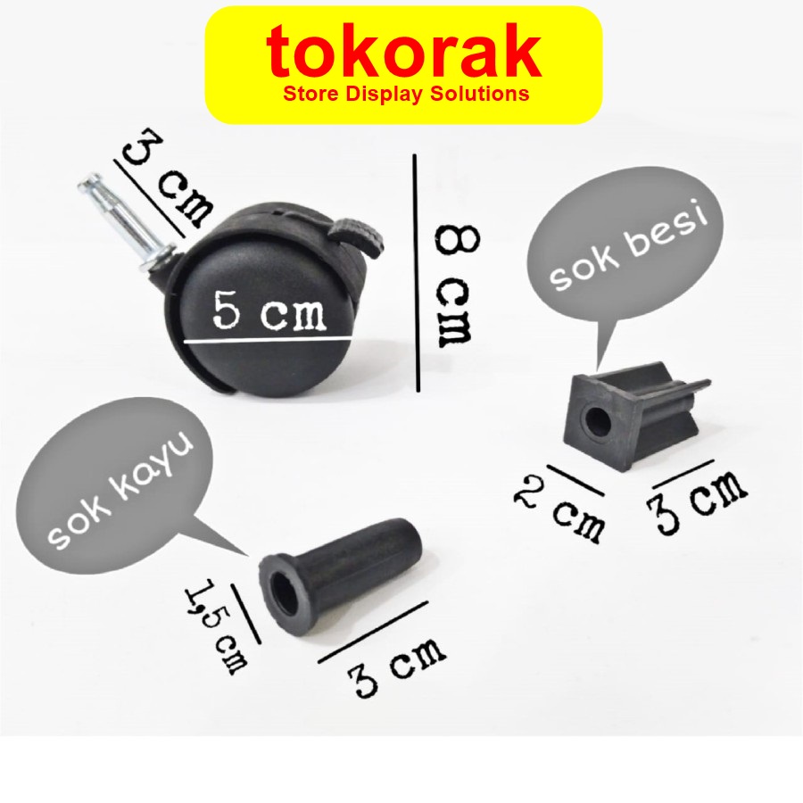 RODA RAK GALON TWP 50 REM + SOCKET KURSI KANTOR TANCAP CASTOR