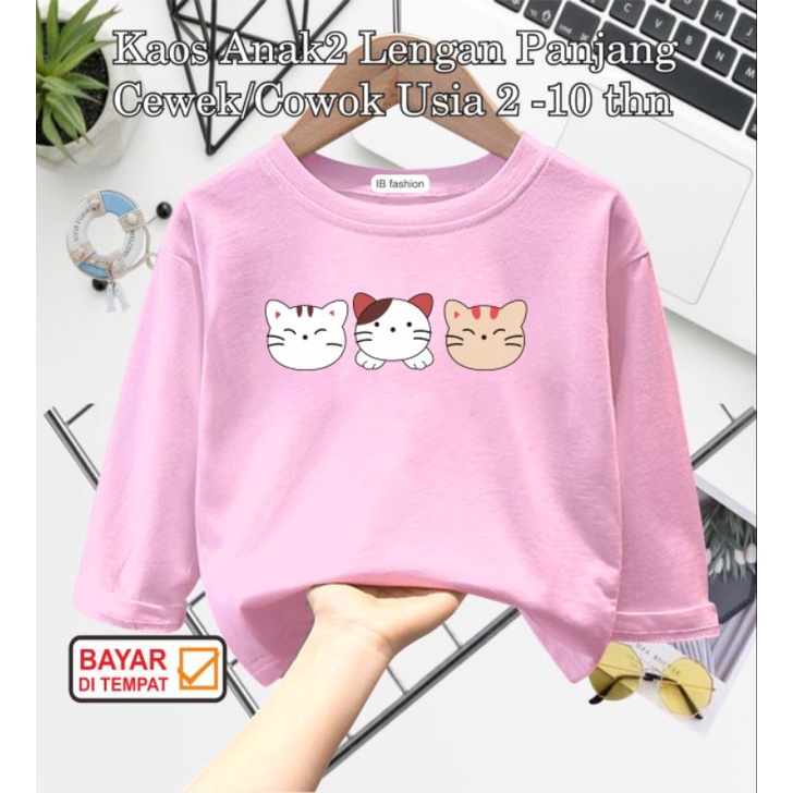 ((IB))KAOS ANAK UNISEX PANJANG/KUCING DIGITAL SABLON