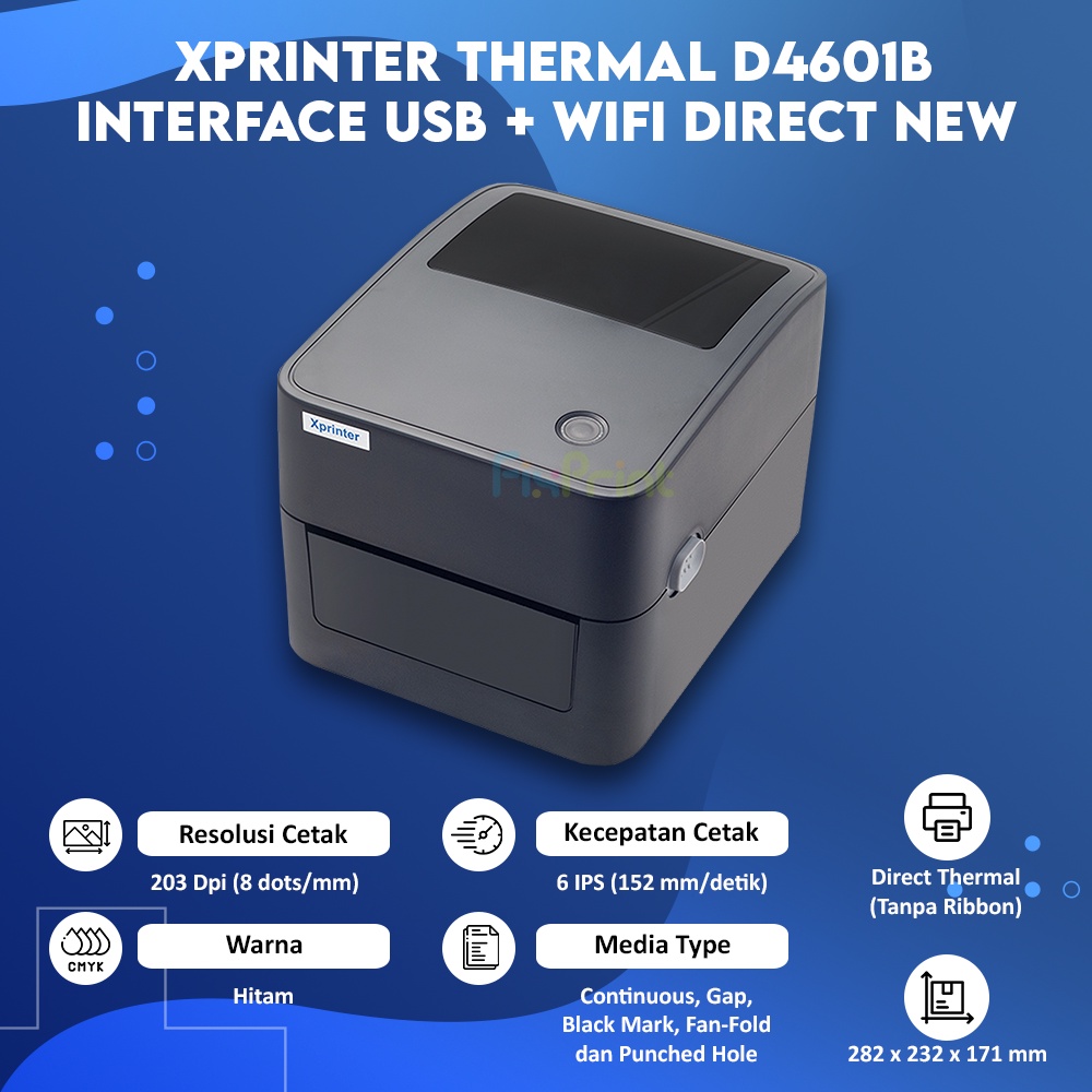 XPrinter Thermal D4601 Interface USB + WIFI Direct, Printer Label