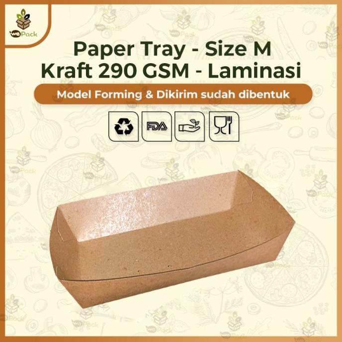 Jual Food Tray Paper Tray Open Tray Nampan Kraft Kertas Size M Laminasi Shopee Indonesia