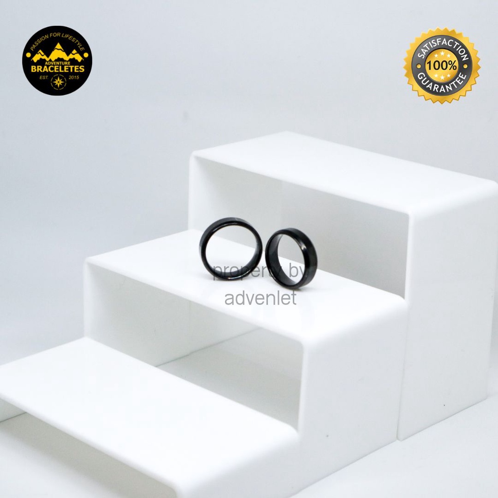 Cincin Titanium Couple Pria Wanita Kapel Cople Coupel Sama Pacar Orion Black Stainless Steel Anti Karat Anti Luntur Warna Hitam Kotak Polos Premium